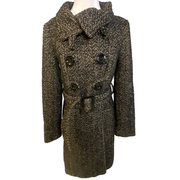 Zara Rare Women Winter Jacket Coat Double Breast Vintage y2k Black Beige Small - Picture 1 of 16